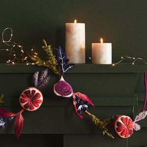 Anthropologie RUMI Beaded Orange & Fig Garland ~ NEW